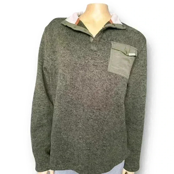 Woolrich women’s Pullover Quarter Button Jacket Top Sz Medium Green Sweater - Picture 5 of 11